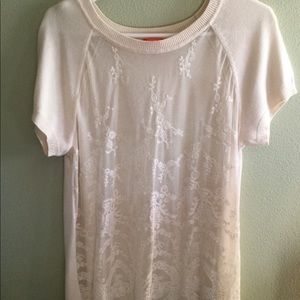Cream lace short sleeved blouse